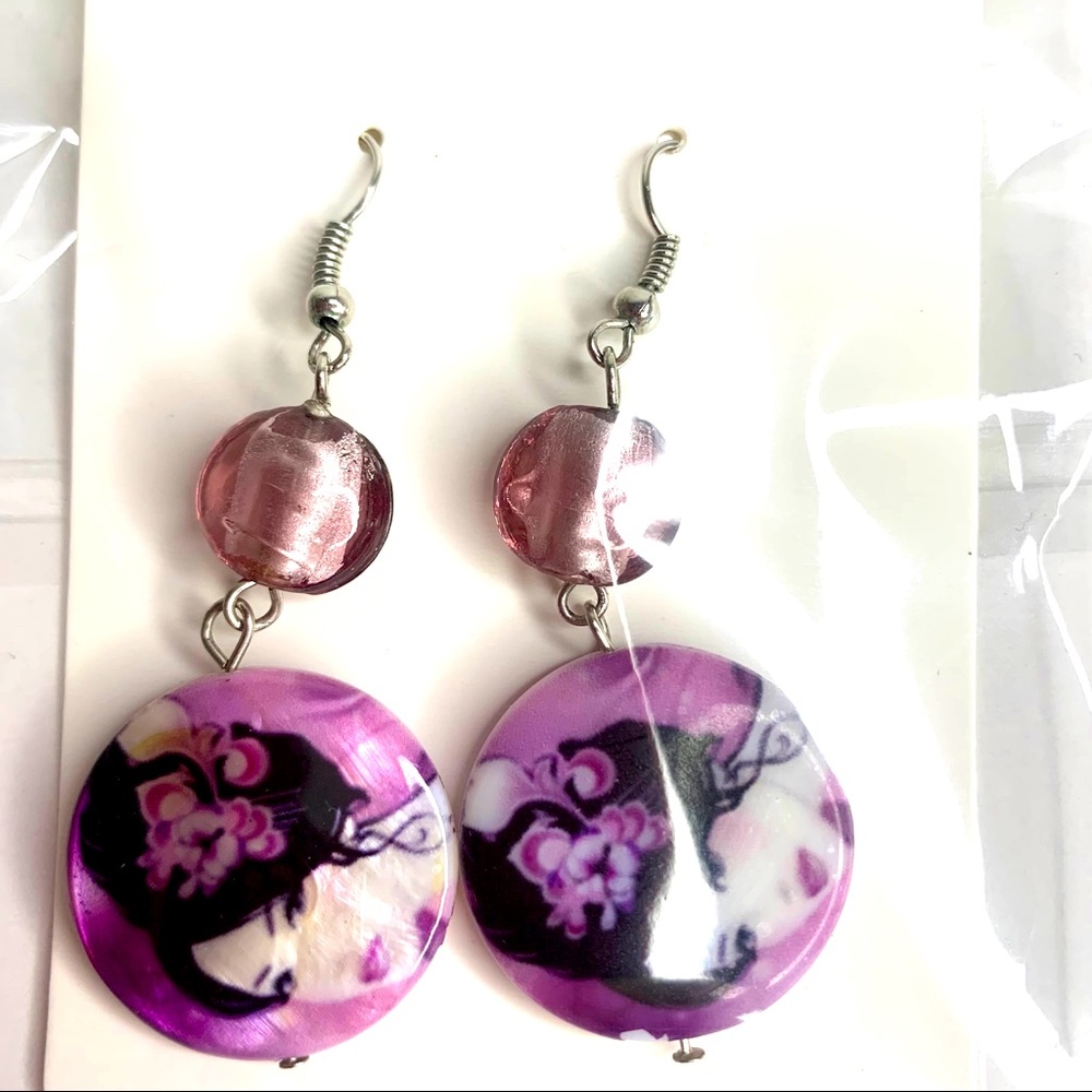 Earrings handmade purple